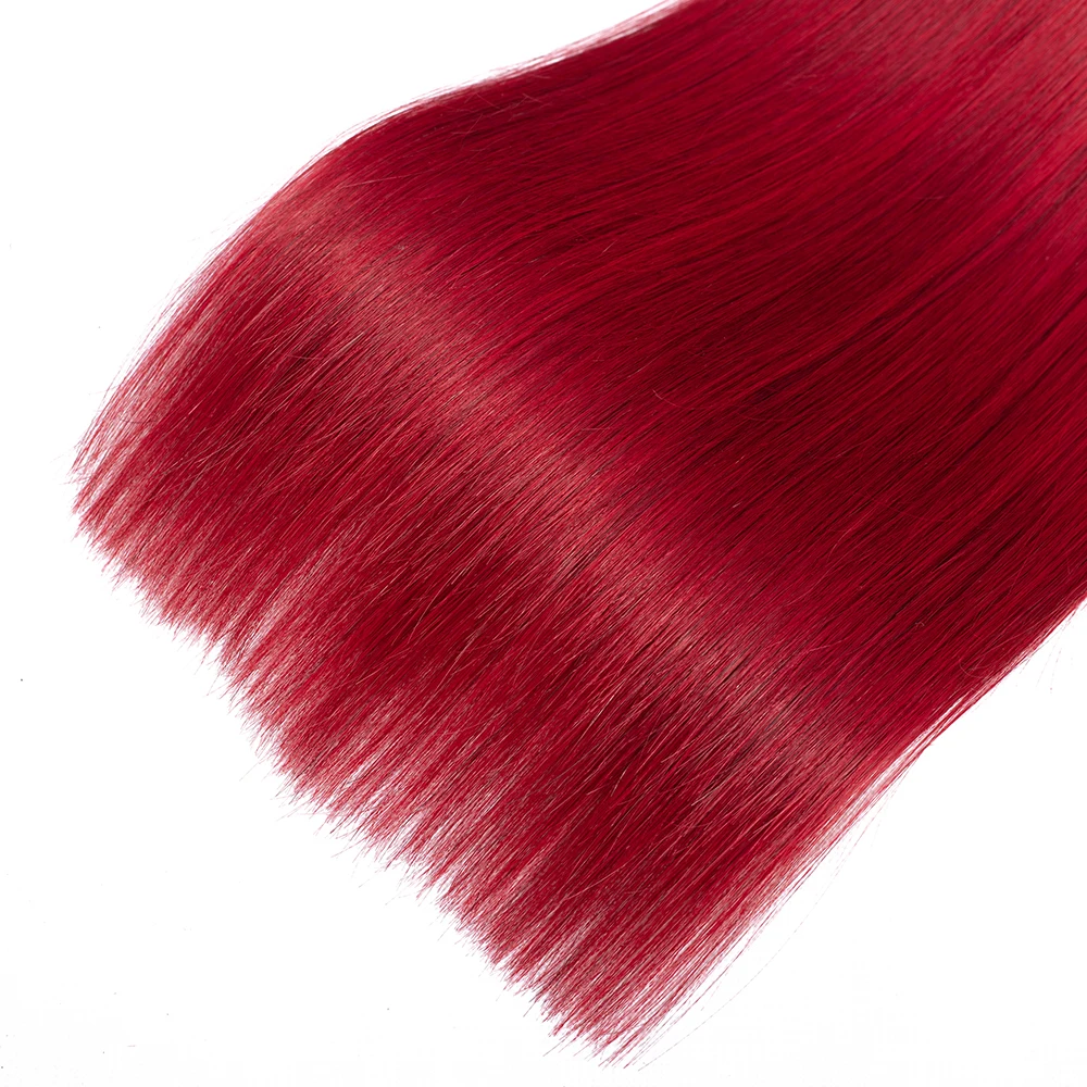 QT Бургундия бразильские прямые человеческие волосы переплетения пучки 3 шт Омбре, с темными корнями винно-красные пучки не завитые здоровые волосы