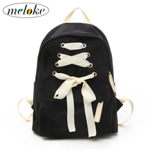 

Meloke 2018 new women canvas backpacks lovely satins school bags for girls casual laptop backpack drop shipping M14