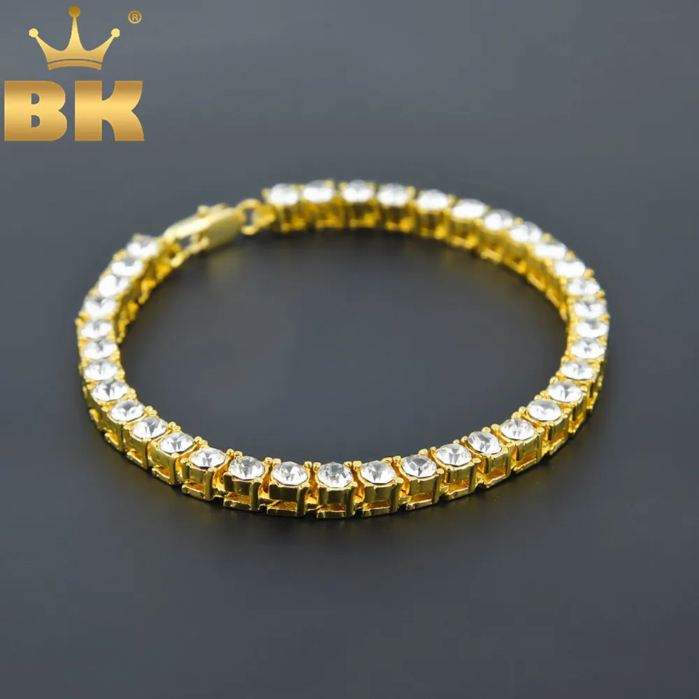 Роскошные теннисные цепочки THE BLING KING Стразы 5 мм 1 ряд золотистые и Серебристые