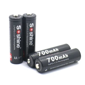 

Soshine LiFePO4 14500 AA 3.2V 700mAh Lithium Iron Phosphate Rechargeable Battery Power Source for LED Flashlight (4pcs)