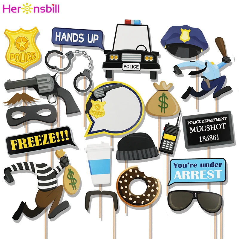 21pcs Cops Robbers Police Photo Booth Props Bachelorette Hen Party