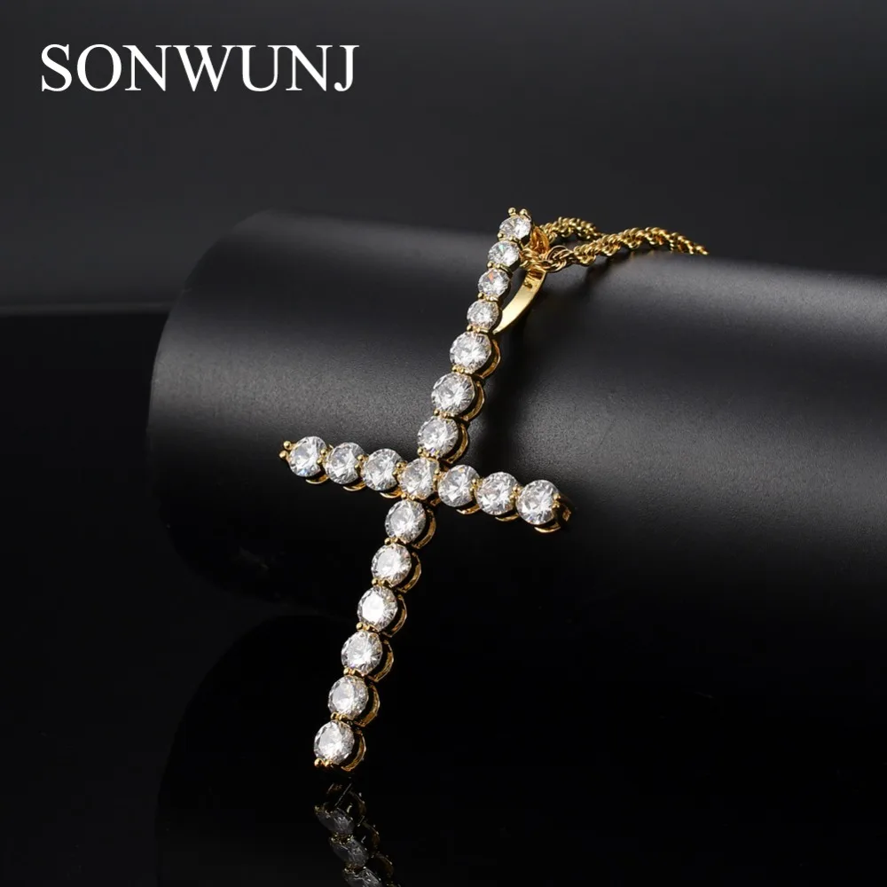 

Hip Hop Large cross Pendant Copper with AAA Zircon Stone Necklace Jewelry for men and women CN036