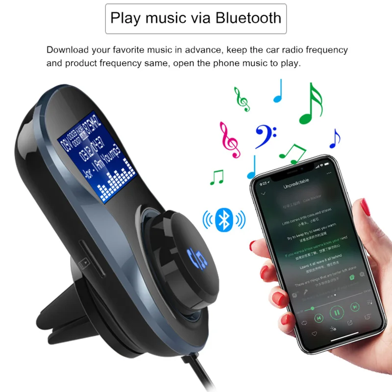 Автомобильный Bluetooth fm передатчик с двойным USB громкой связью аудио mp3 плеер ЖК