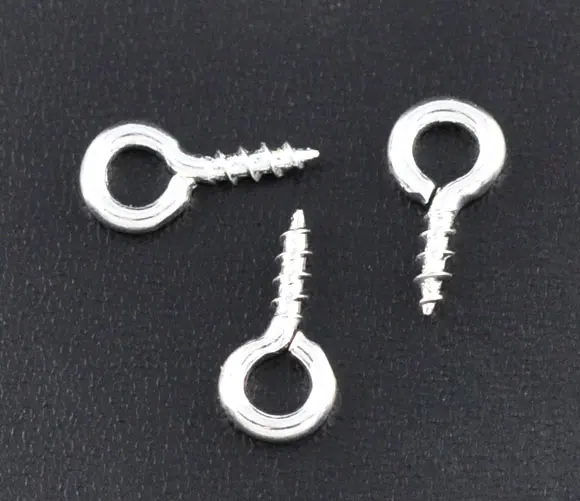 

DoreenBeads Silver Plated Screw Eyes Bails Top Drilled Findings 8x4mm,150 pcs