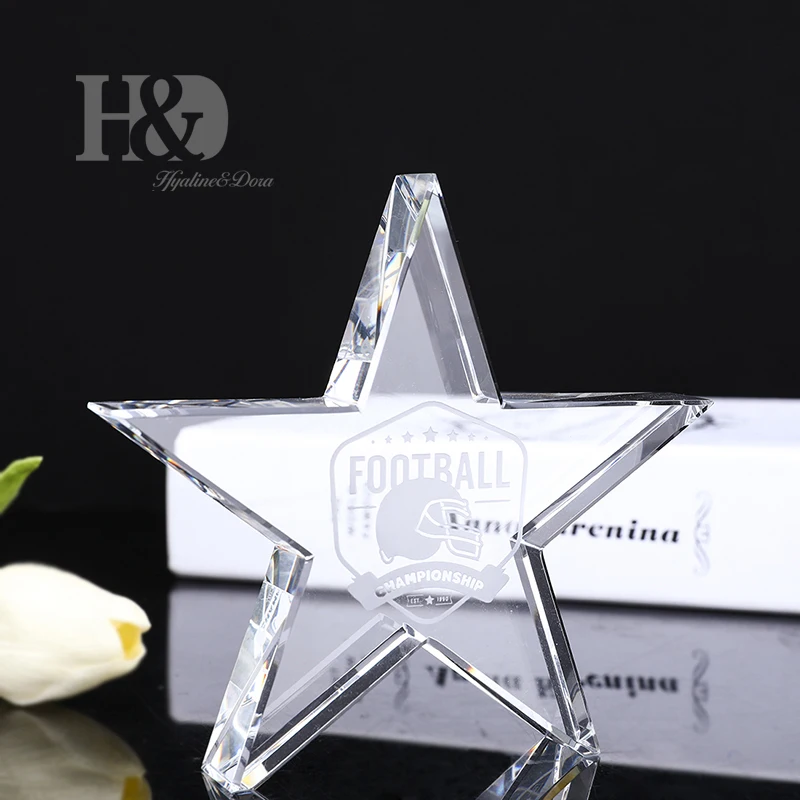 H&ampD Custom Creative Annual Meeting Crystal Trophy Lettering Winner Star Award Glass Crafts Ornaments Personalised Free Engraving | Дом и