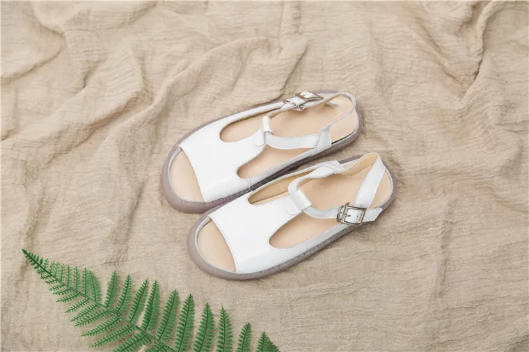 Careaymade/женские сандалии для отдыха, большие размеры Новые летние пляжные туфли для отдыха с открытым носком женская обувь из натуральной кожи с застежкой