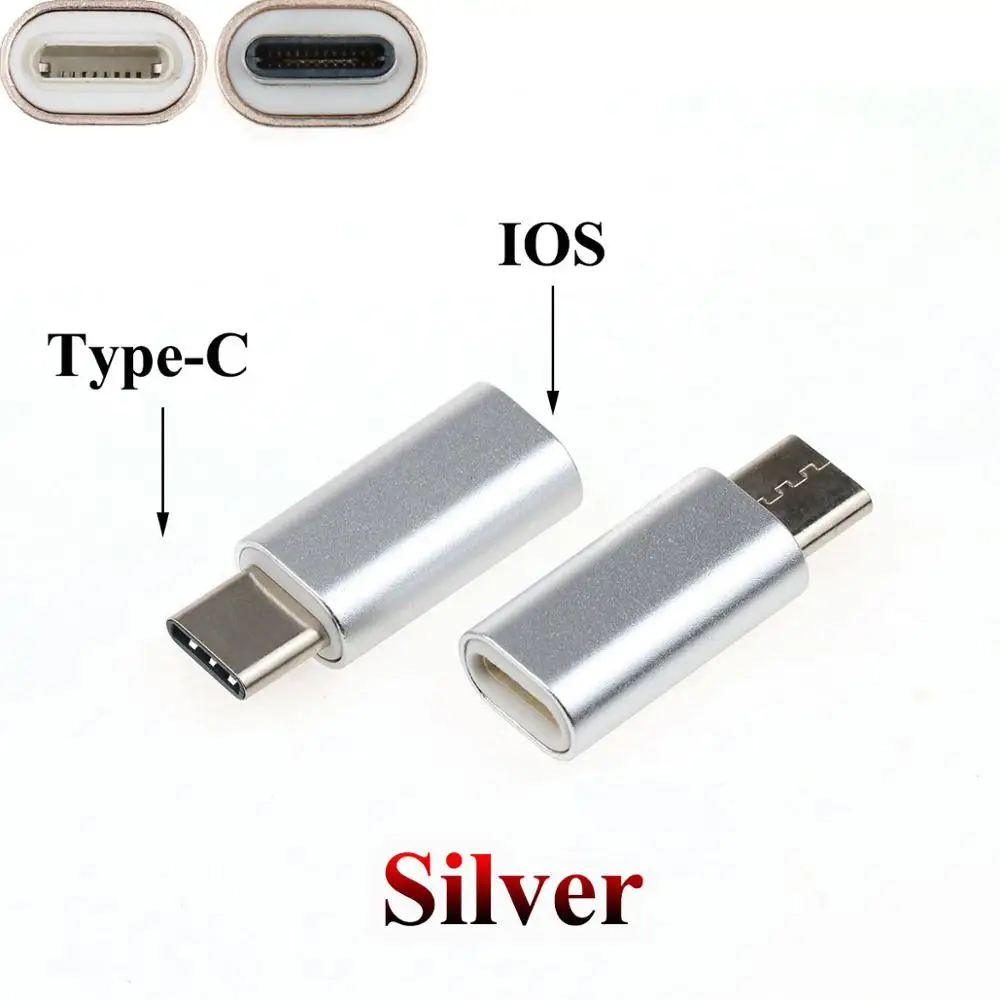 Юйси для iPhone Женский к type C Мужской адаптер к Micro USB кабель конвертер зарядки тип-c к ios Конвертер Разъем USB-C - Цвет: Sliver