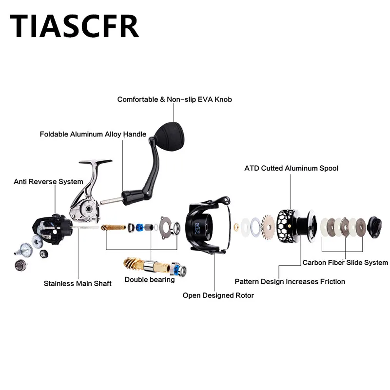 TIASCFR спиннинговая Рыболовная катушка металлическая 14+ 1BB XS1000-7000 серия водостойкость ультра светильник катушка высокое передаточное отношение спиннинговое колесо