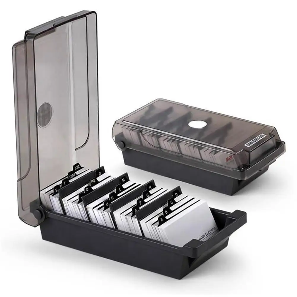 

Hot Large Capacity 4 Divider Board Business Card Index Holder Storage Box Organizer