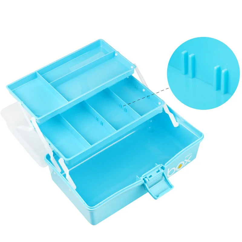 Three-Tier Medicine Box For First Aid Kit Plastic Folding Medical Chest Organizer For Makeup Stationery Storage Boxes