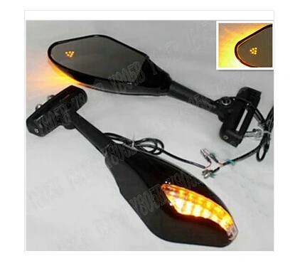 LED Turn Signals Rearview Mirrors For Kawasaki Ninja ZX6R ZX9R ZX10R ZX12R ZX14R