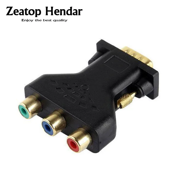 10pcs 15 Pin VGA Male to 3 RCA Female componet RGB Adapter Connecter Converter Black | Обустройство дома