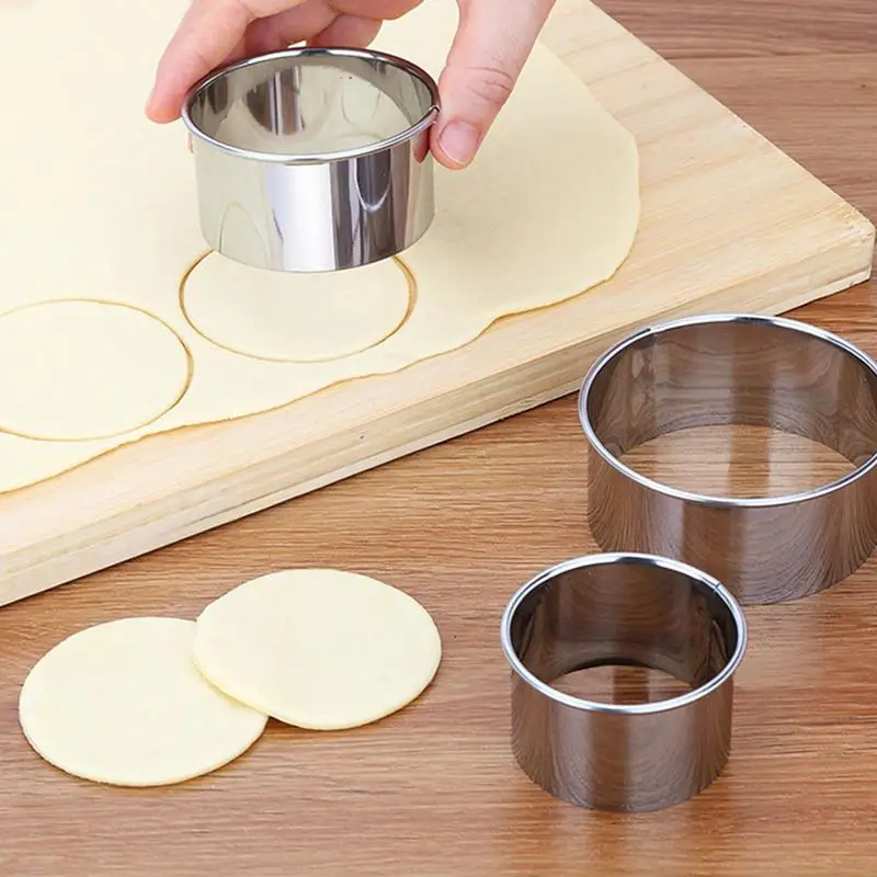 

5Pcs/set Round Stainless Steel Round Circle Cookie Mousse Cake Ring Cake Gum Paste Mould Layer Slicer DIY Cutter Mold