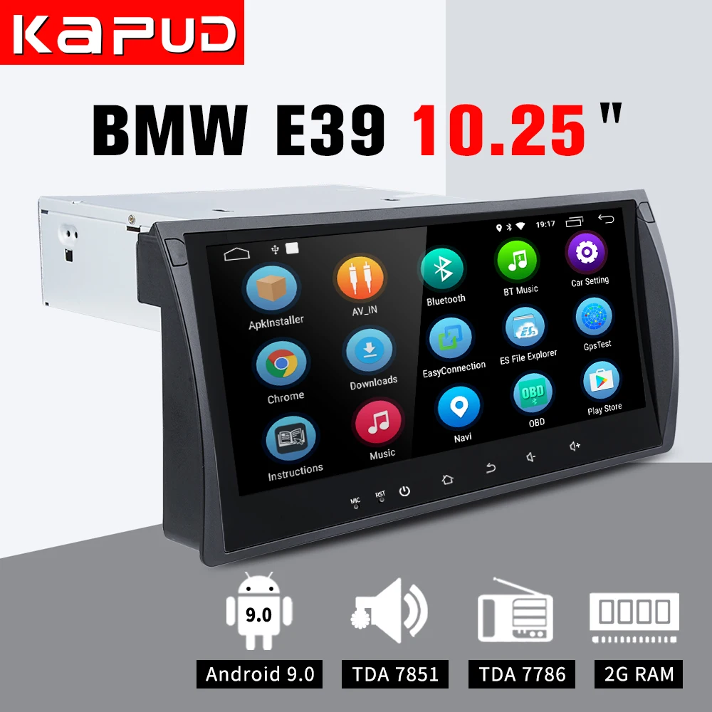 Cheap Kapud Android 9.0 Wifi Quad Core Large Screen GPS 1080P Car DVD Player Full Touch for BMW E39 Navigation 1996-2007 Series 3