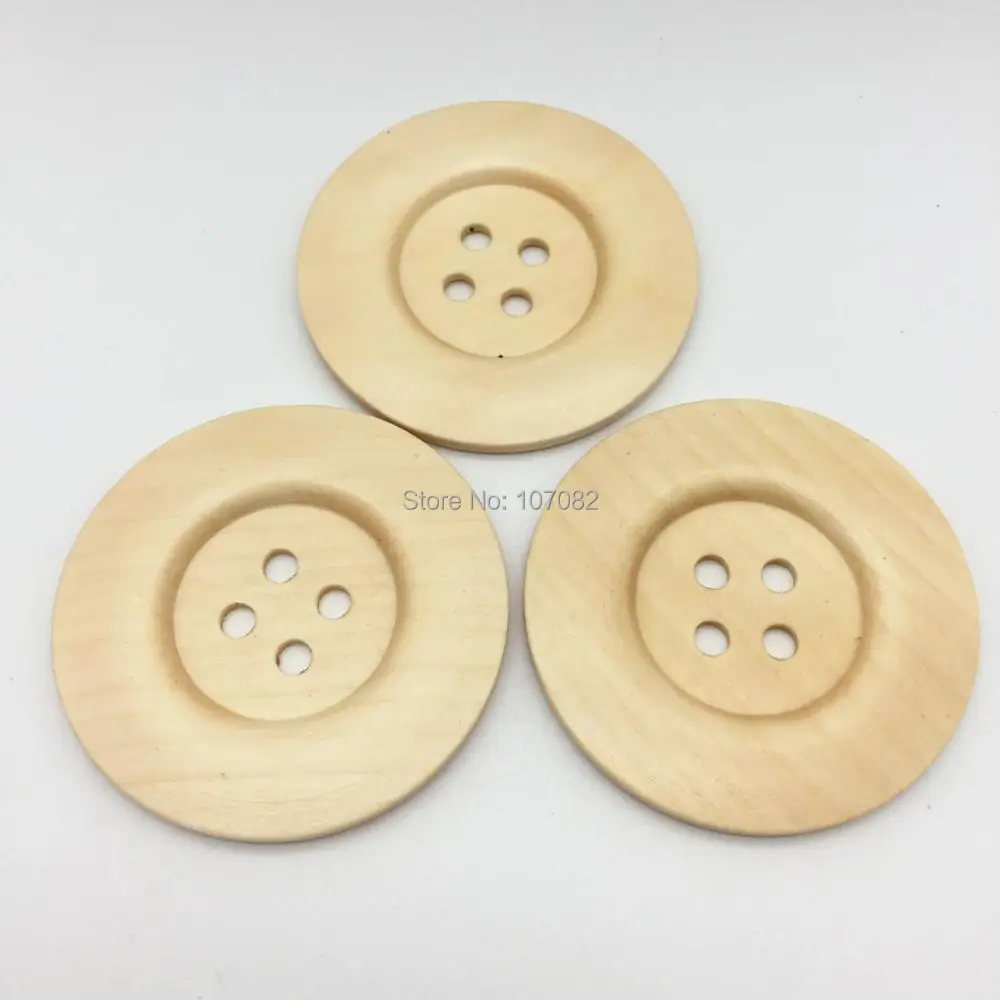 

20pcs 60mm 6CM Extra Large Wood Buttons Natural 4 Holes Round Sewing Button Embellishments Crafts Scrapbooking