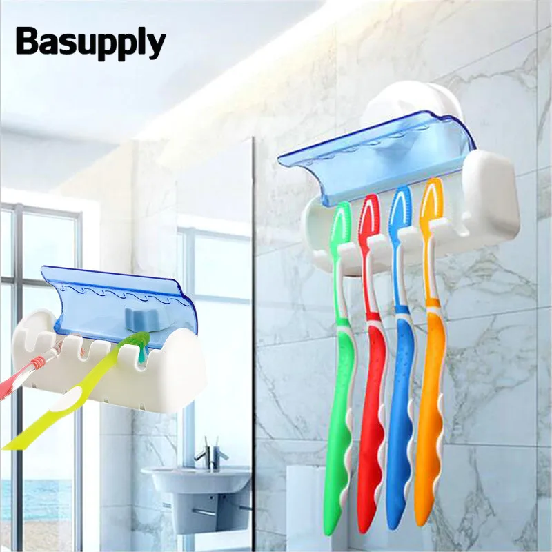 

Basupply 1Pc Toothbrush Holder With Plastic Sucker Wall Mount Toothbrush Holder Storage Rack Home Cocina Bathroom Accessories