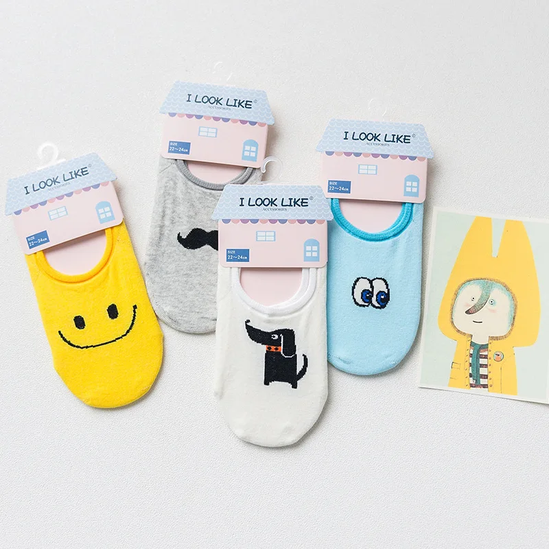 

1pair/lot I Look Like2017 Summer Spring Women's Cotton Sock Girls Slippers Smile Face Ladies Ankle Invisible Meias for Women