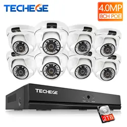 Techege H.265 8CH POE NVR CCTV Камера Системы 4MP POE IP Камера 2560*1440 Ночное видение Обнаружение движения Onvif приложение PC удаленного просмотра