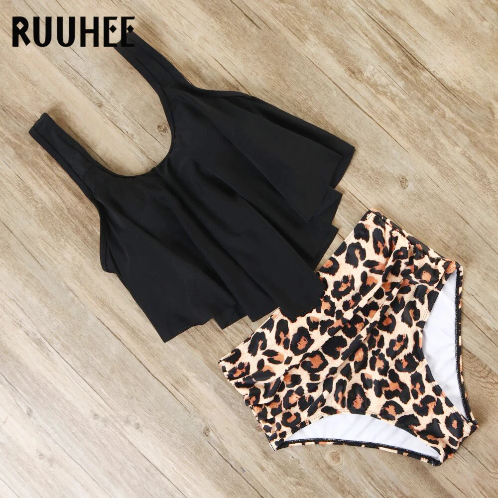 

RUUHEE Bikini 2019 Swimsuit Swimwear Women High Waist Tankini Bikini Set Push Up Bathing Suit Women Beachwear Plus Size Swimwear