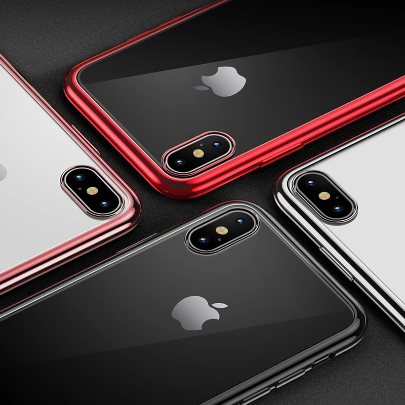 Мягкий чехол CAPSSICUM из ТПУ с гальваническим покрытием для iPhone X Xs Max XR прозрачный