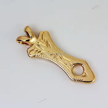 

(KBA01) 50pc Western Engraved Concho Necklace Pendant Adapter Gold