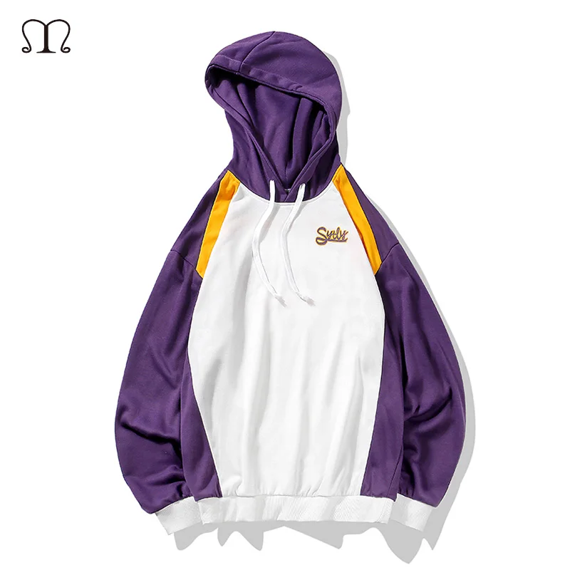 

Winter Sportswear Hoodies Men Patchwork LA Purple Color hoodies fashion Hip Hop Hoodie streetwear Man/Woman Pullover Sweatshirt