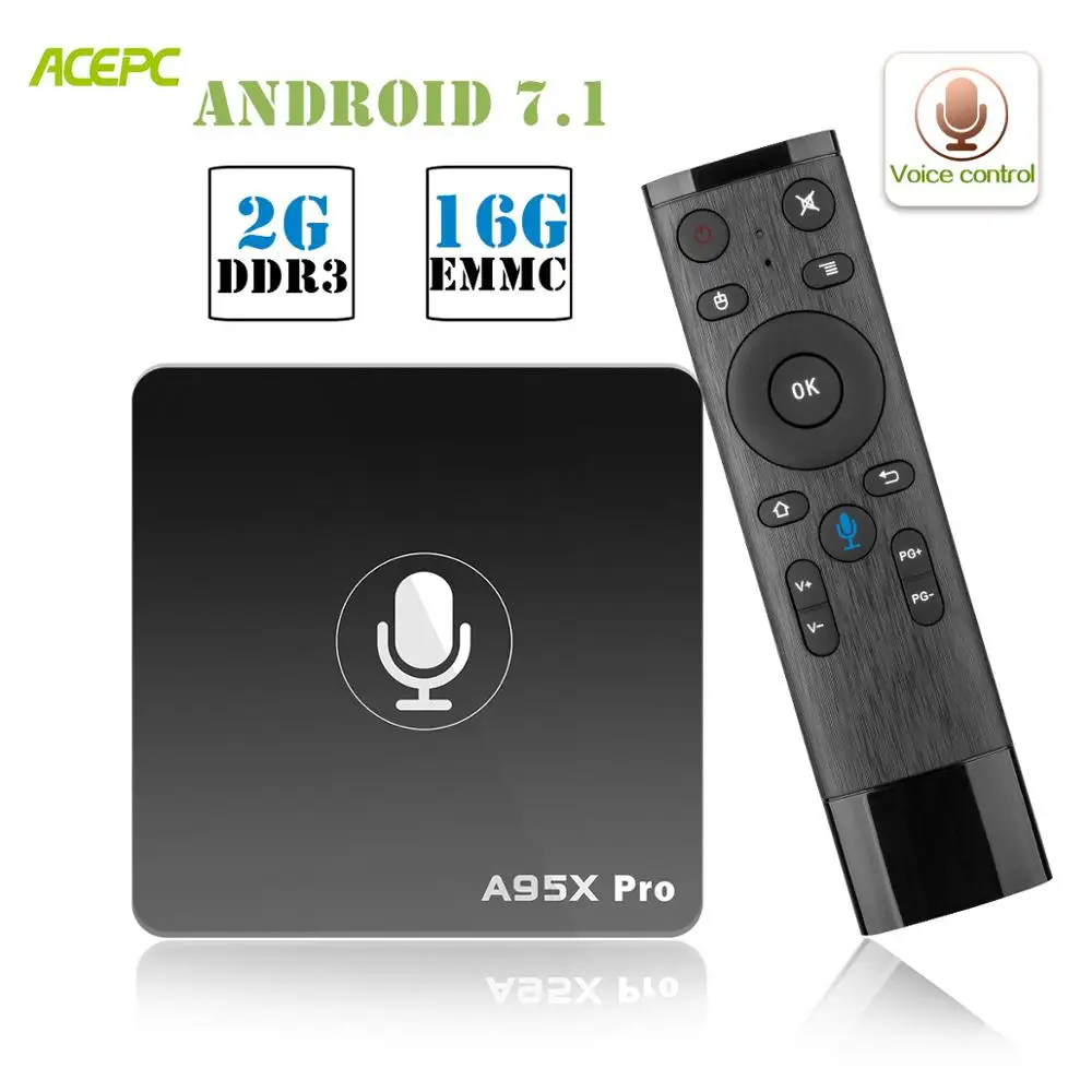 

A95X PRO Google Android7.1 TV box 2GB RAM 16GB ROM Smart Amlogic S905W quad core WiFi 2.4G 4K set top box streaming media player