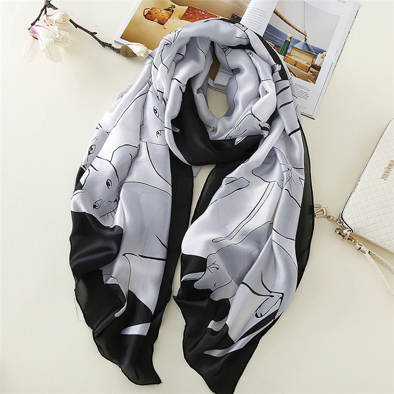 Роскошный брендовый женский шарф модный Шелковый шарф с принтом шали и палантины летняя накидка для пляжа бандана женский платок большой размер