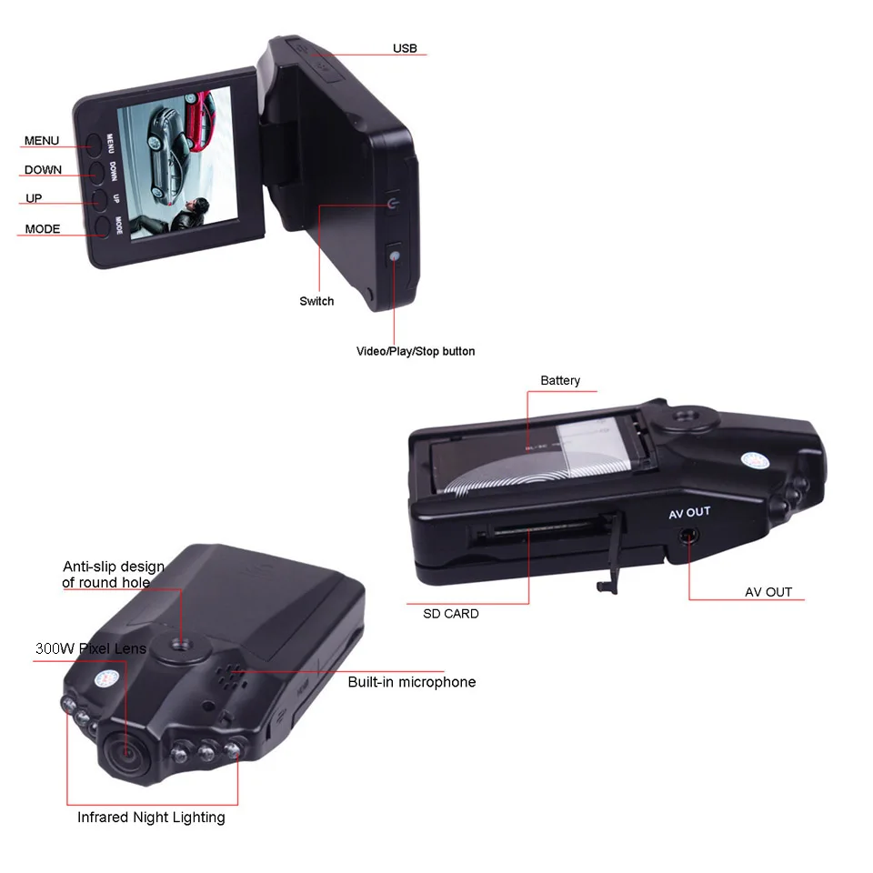 Najtaniej LAUTO 2.4 Cal wideorejestrator samochodowy kamera do rejestracji wideo 6 IR LED 1080P HD Night Vision wideorejestrator pojazdu 270 stopni obrót do deski rozdzielczej samochodu Cam