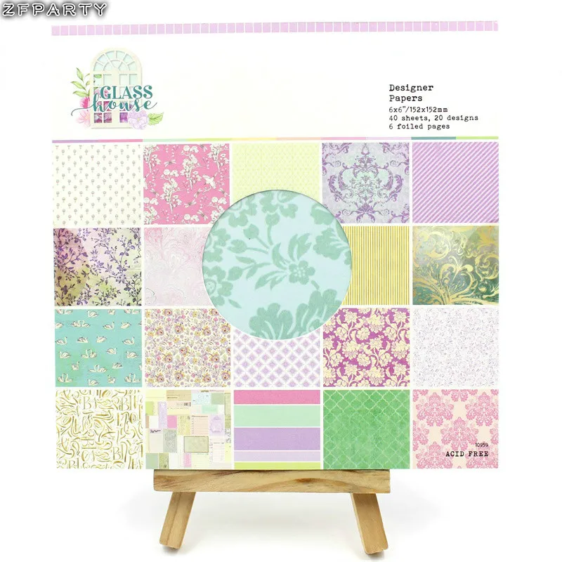 

ZFPARTY 40pcs 6" Single-side Printed Flowers house pattern creative papercraft art paper handmade scrapbooking kit set books