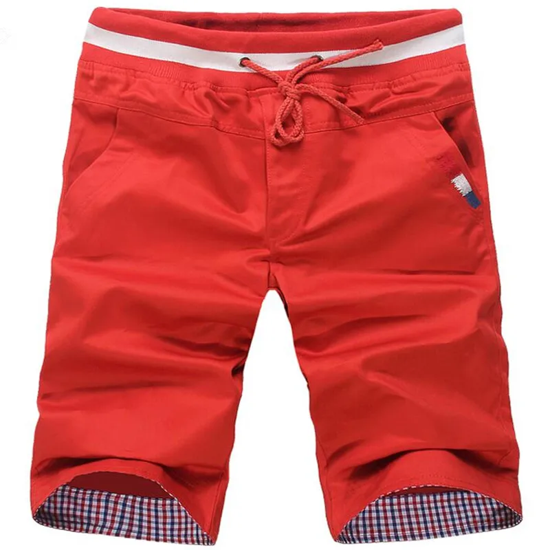 Мужские модные шорты, Летние Стильные укороченные мужские шорты, повседневные мужские популярные тонкие клетчатые шорты - Цвет: orange red