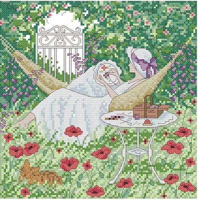 

Leisurely afternoon girl in garden Figure counted cross stitch kits Chinese cross stitching set for embroidery DIY Needlework