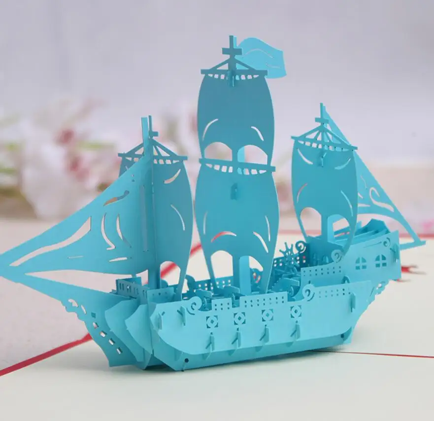 

10 шт. парусная лодка ручной работы Kirigami оригами 3D выдвижная поздравительная открытка на свадьбу подарок на день рождения