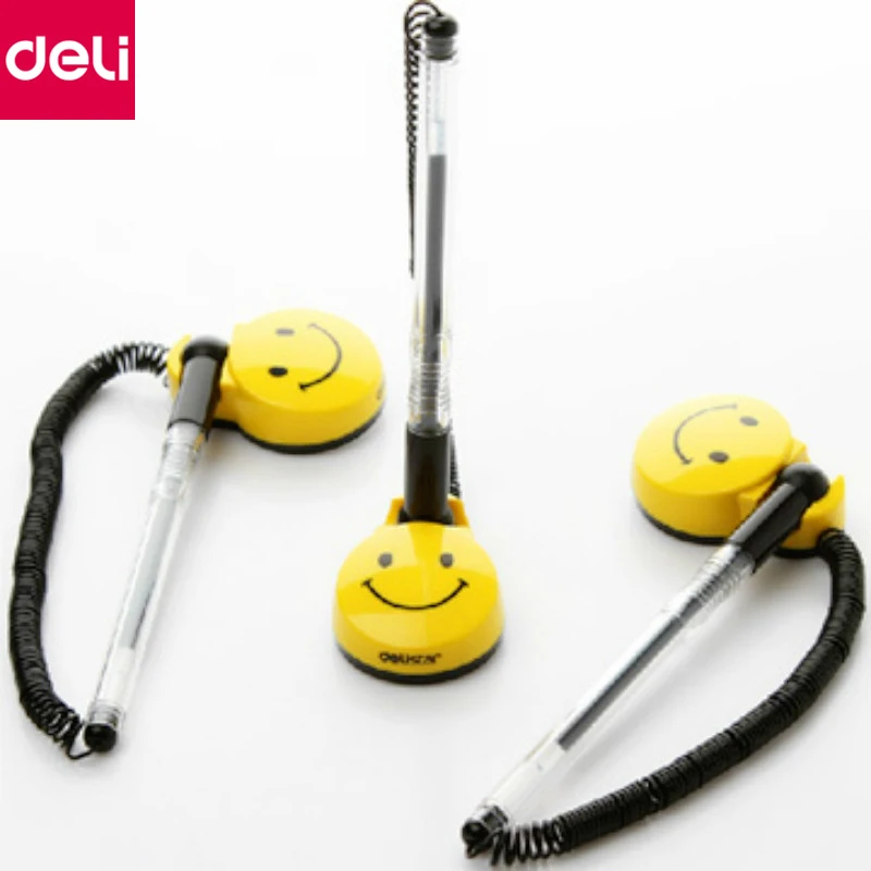 Deli Desktop Gel Pens Holder Swivel Stand Smile Face Desk Office Front Desk Counter Pen Pasted Signing Pen Papelaria Stationery Deli Desktop Gel Pens Holder Swivel Stand Smile Face Desk Office Front Desk Counter Pen Pasted Signing Pen Papelaria Stationery