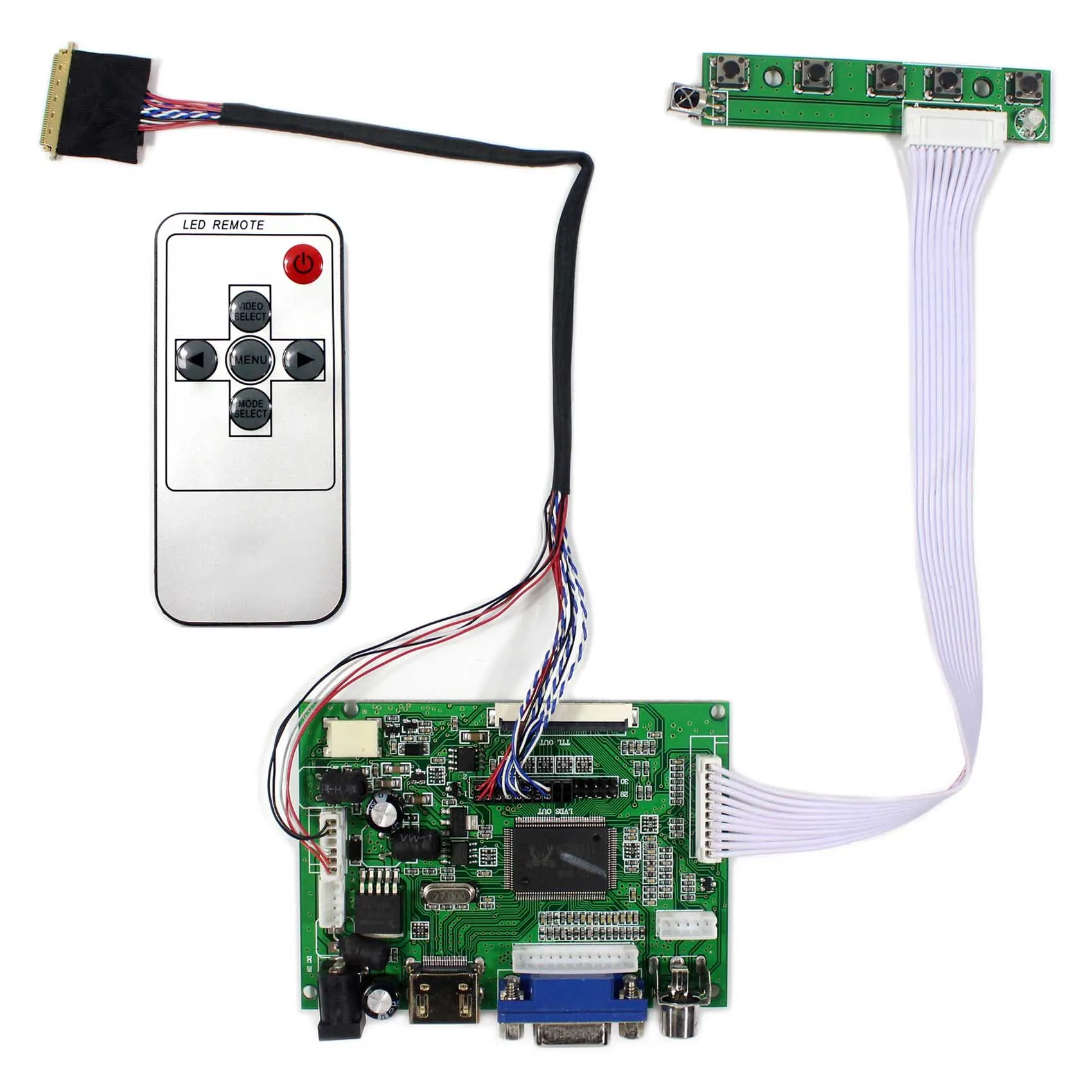 

HDMI+VGA+2AV LCD Controller Board Work For 10.1inch 1280X800 HSD101PWW1 B101EW05 LP101WX1 LCD Screen