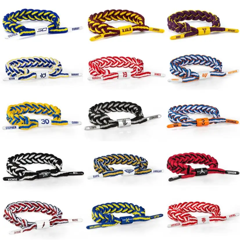 

Basketball star Team Adjustable Rope bracelet Braided bracelet bangle Colorful Lace Sports Wristband for Fans