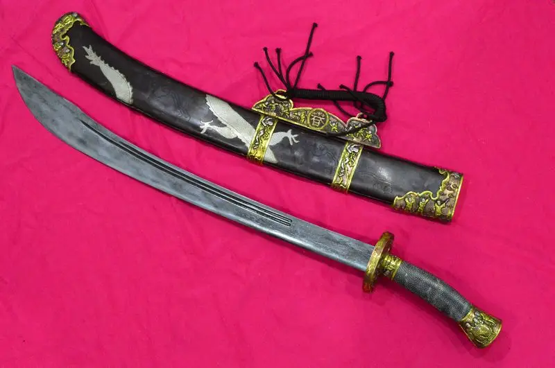VINTAGE HANDMADE CHINESE DAMASCUS WUSHU SWORD / DADAOin Swords from
