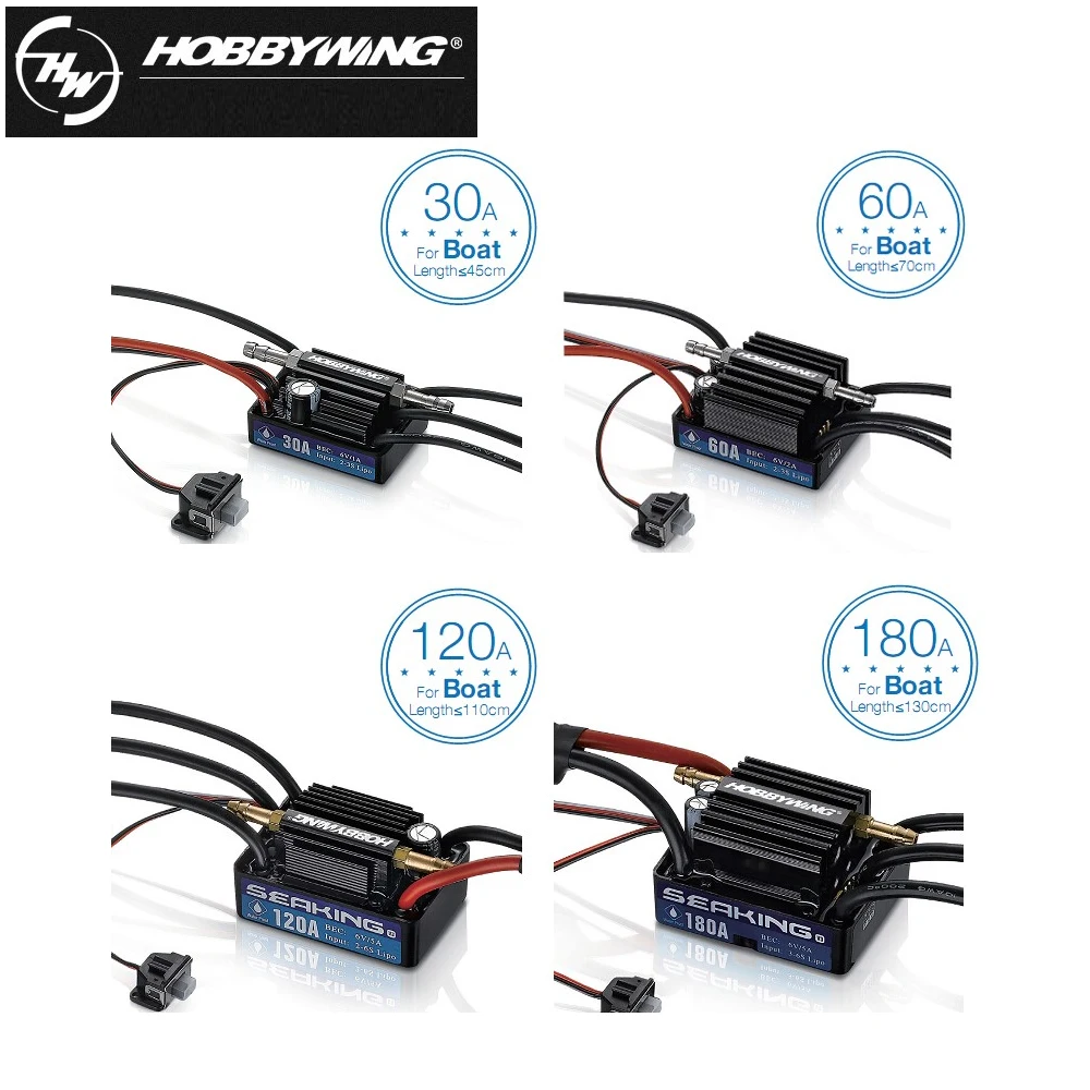 Hobbywing seaking v3 ماء 30a/60a/120a/180a 2-6 ثانية يبو سرعة المراقب 6 فولت bec فرش esc ل rc سباق القوارب