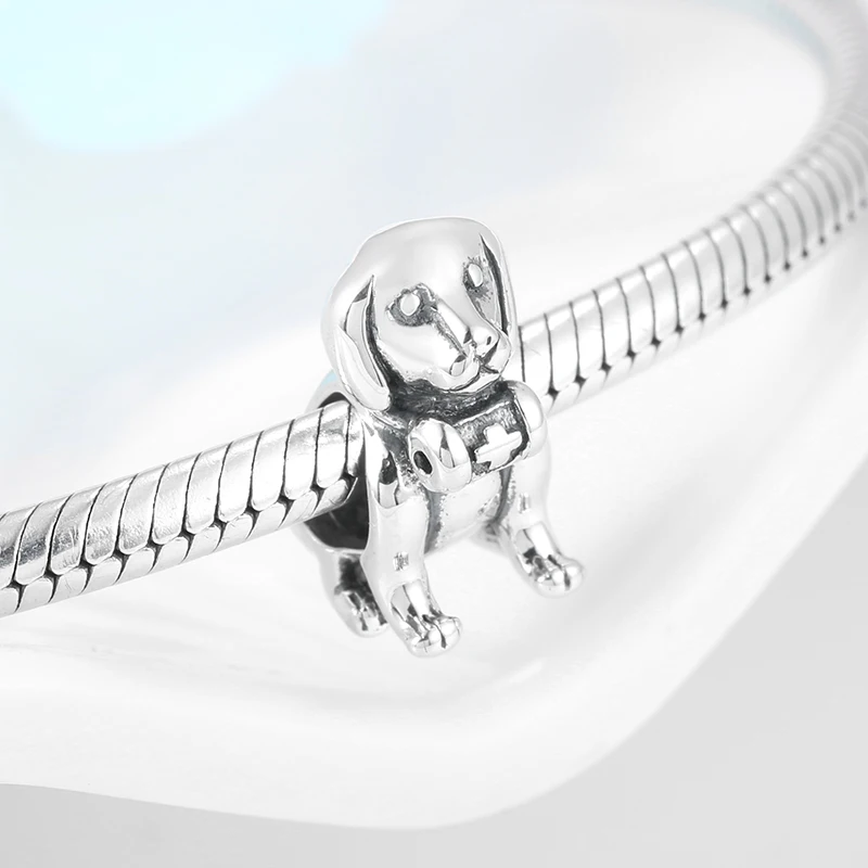 Высококачественные 925 пробы Серебристые бусины в форме собаки, подходящие к оригинальному браслету Pandora для изготовления ювелирных изделий