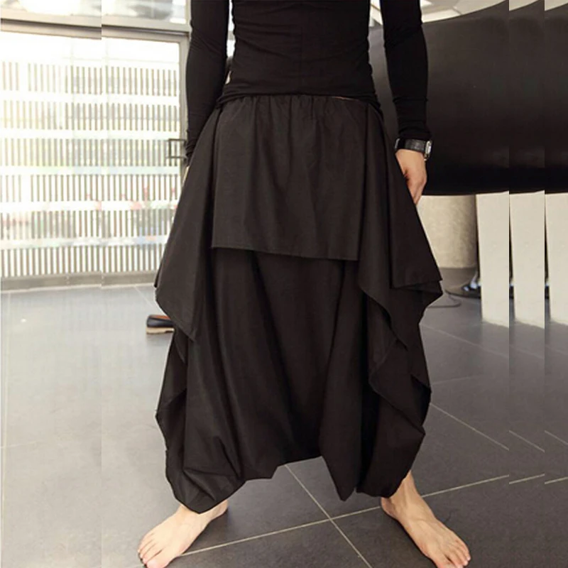 

16 SIZE Elastic Waist Mens Plus Size Casual Loose Gypsy Hippie Aladdin Baggy Indian Harem Pants Nepal Male Hair Stylist Trousers