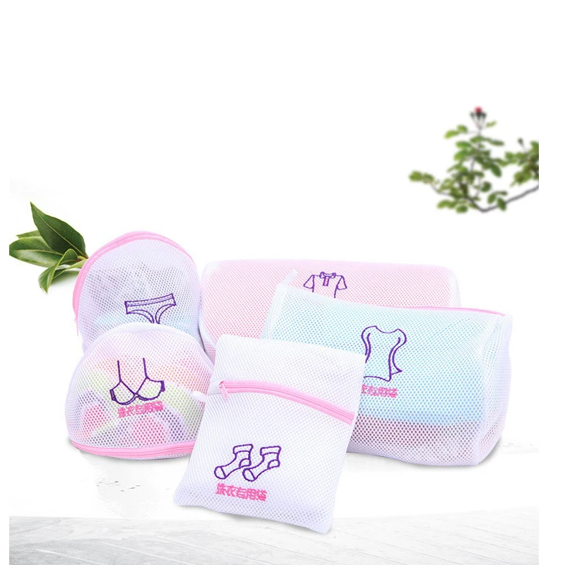 5 قطعة/المجموعة الغسيل حقيبة التخزين النساء الملابس الداخلية الصدرية الملابس الداخلية غسل انغلق شبكة سلال الغسيل المطرزة جورب كم الرعاية حق...