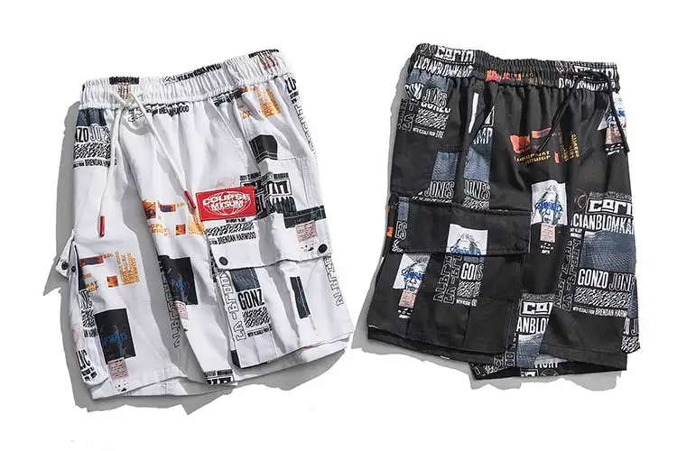 Aolamegs Shorts Men Multi-pictures Print Bermuda Beach Knee-length Shorts Hip Hop Elastic Waist Mens Summer Sweatpants (10)