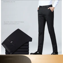 Стрейчевые полосатые повседневные, четыре сезона, деловые мужские прямые брюки, 55-120 кг, Мужская одежда, удобные теплые брюки, мужская одежда