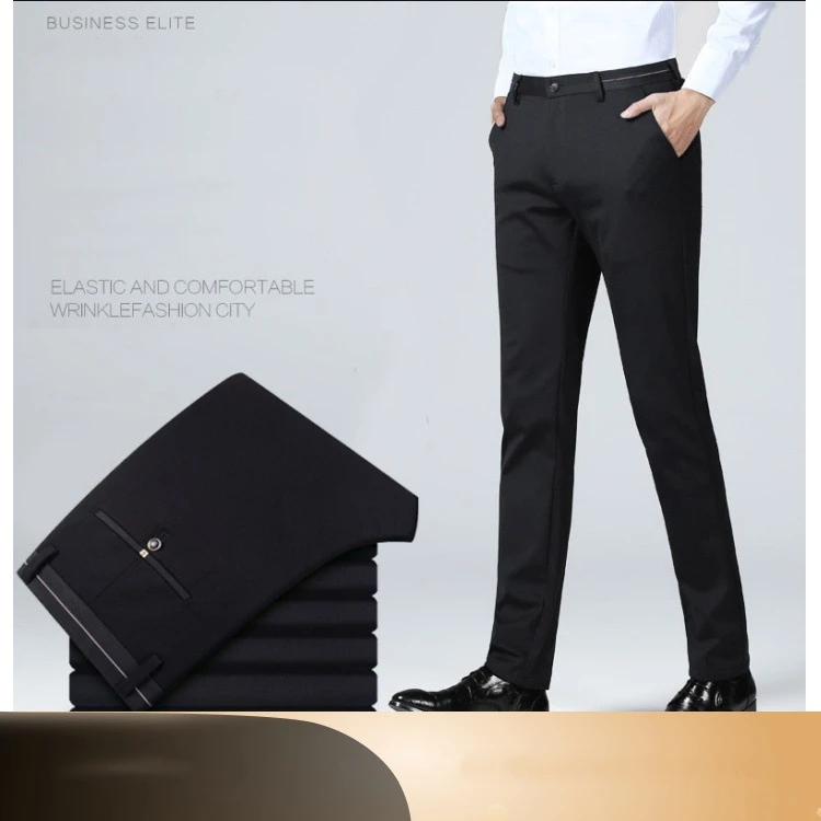 

Stretch Stripe Casual Four Seasons Business Men's Straight Trousers 55-120kg Men Wear Comfortable warm Trousers Male Clothing