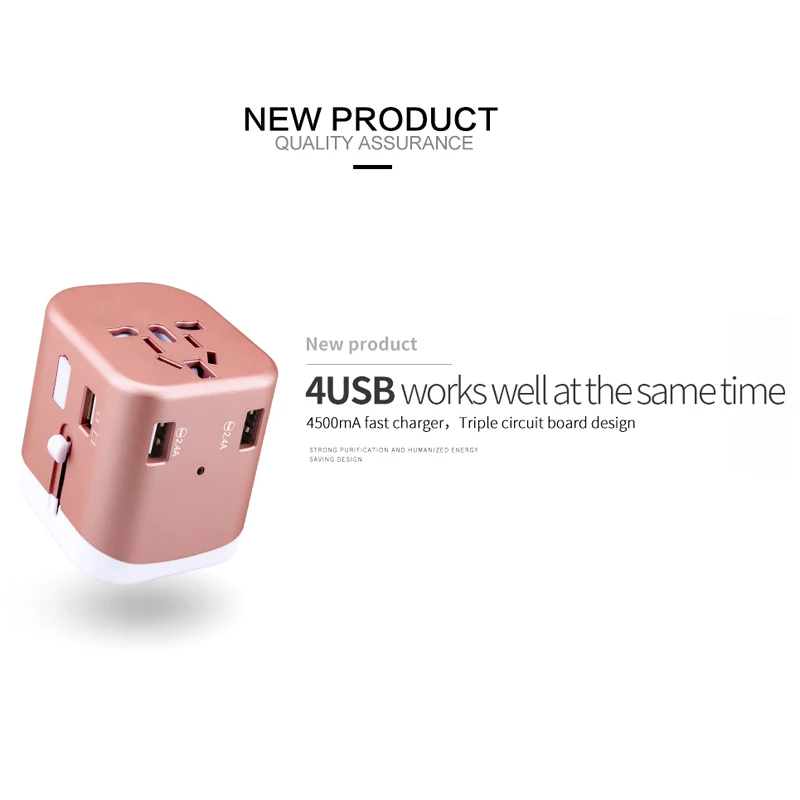 Универсальный дорожный переходник с разъемами usb type C 4.5A и EU US UK US для всех стран CE. ROHS. FCC утвержден 166C