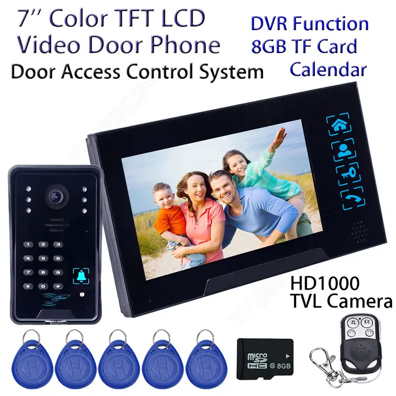 Free shipping 7 WD02SRR11 Wired Doorbell HD font b Camera b font Monitor Intercom DVR 8GB