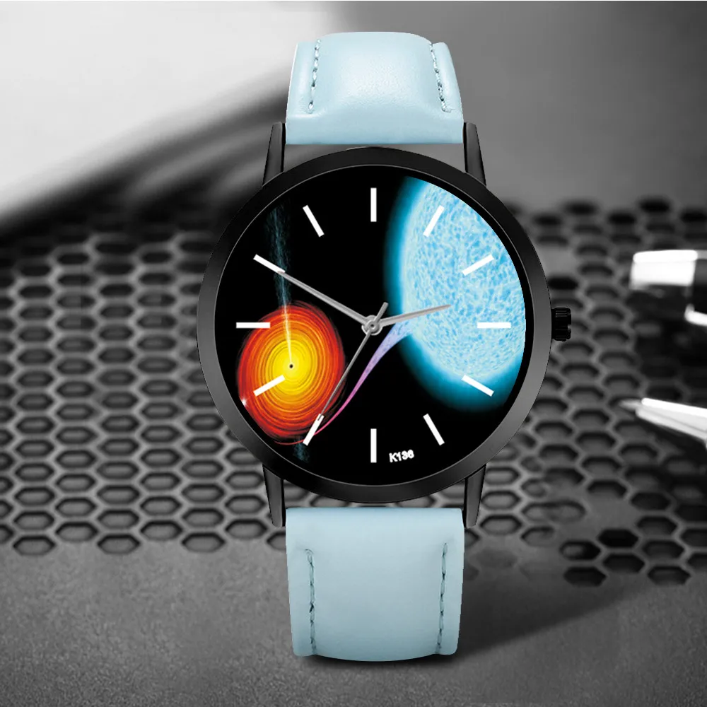 

Fashion Women Watch Personality Interstellar Printing Leather Strap Analog Quartz Wristwatch Top Band Luxury Ladies Watches #A