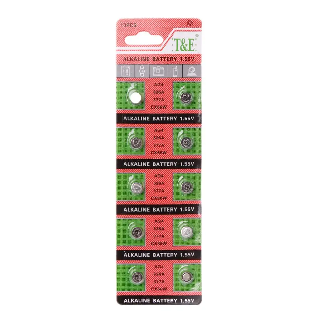 

10PCS Watch Coin Battery AG4 377A 377 LR626 SR626SW SR66 LR66 Button Cell Batteries Toys Remote Camera
