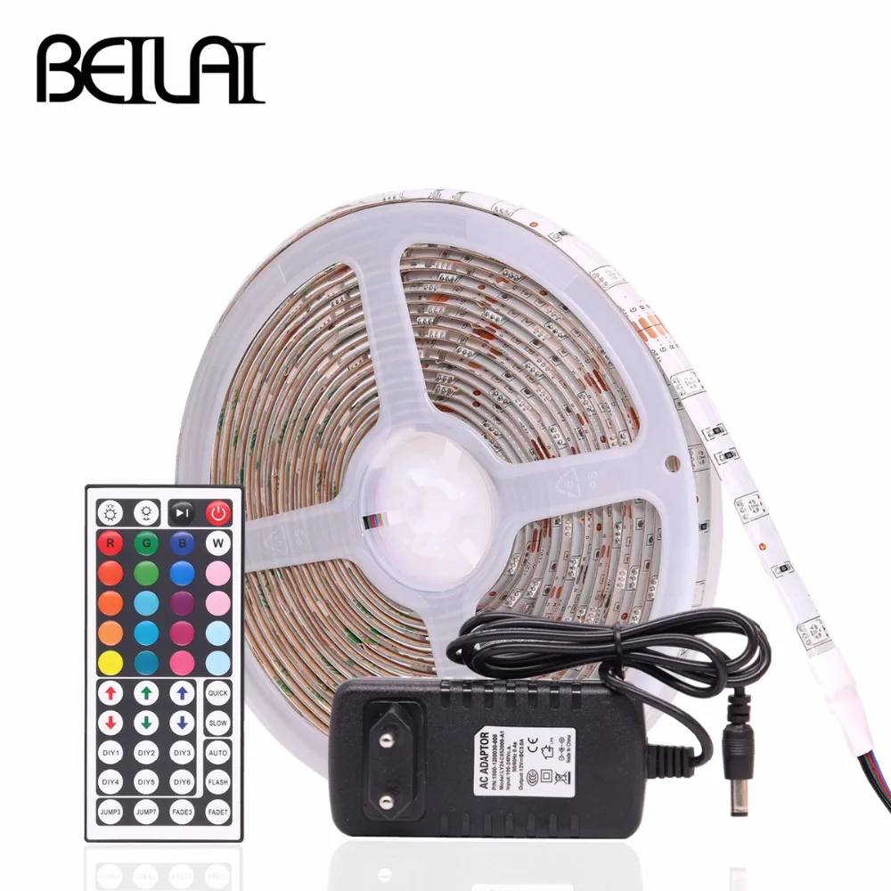 

RGB LED Strip 5050 Waterproof DC 12V 30LEDs/m 10m 5m 1m RGB LED Flexible Light Strip with Power and 44Key IR RF Controller