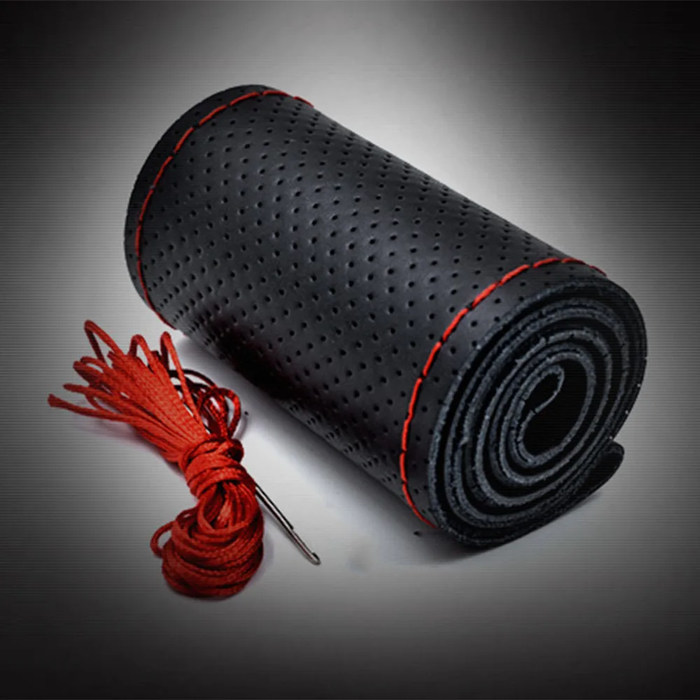 

Car Steering Wheel Cover With Needles And Thread High Quality Soft Texture Artificial Leather Styling Covers Car Accessorie